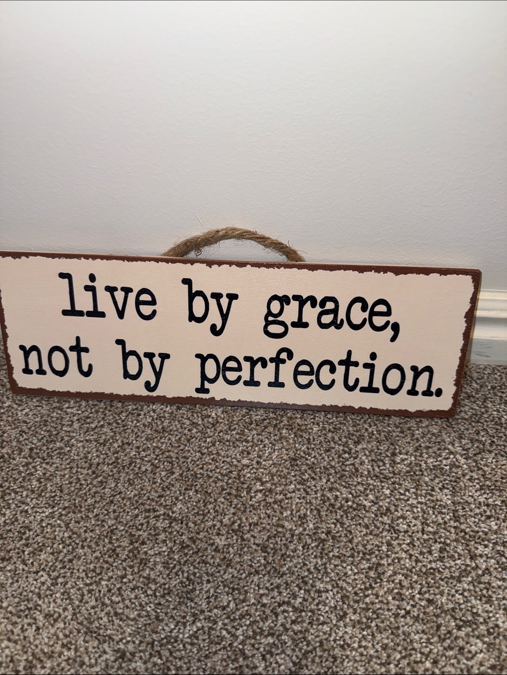Live by Grace Not by Perfection Wall Sign - Cream and Brown